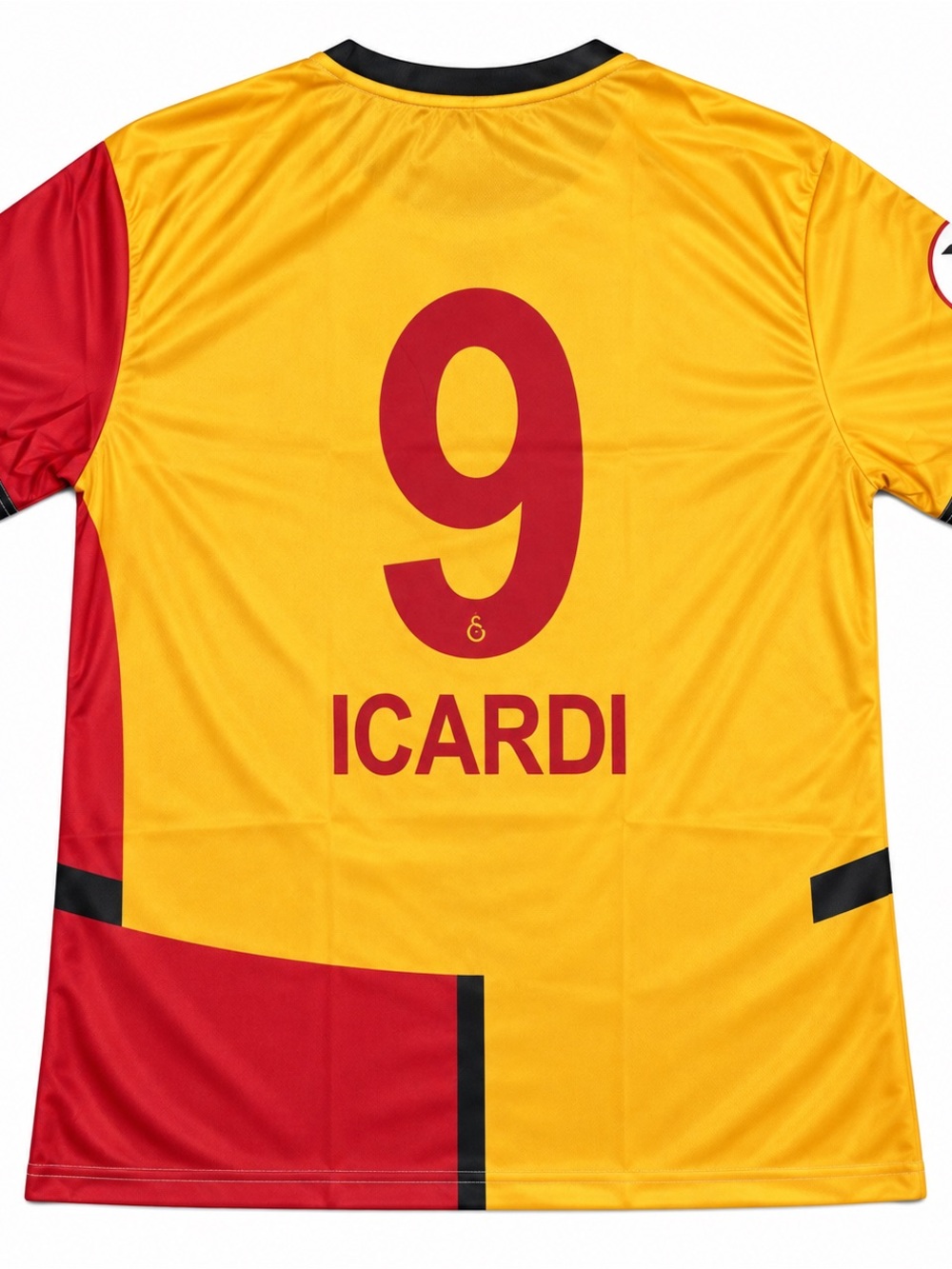Galatasaray Number 9 Icardi Yellow & Red Short Sleeve Jersey